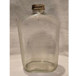 Antique‎ Water Bottle Embossed Glass Vintage Farmhouse Decor Collectible Jug